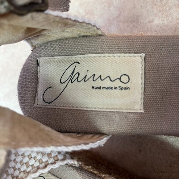 Gaimo Canvas Taupe Platform Wedge Espadrilles Handmade - Picture 13 of 16